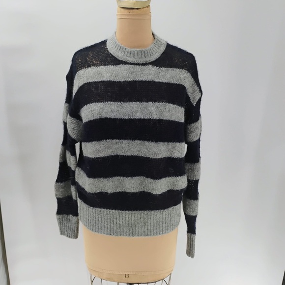 ZARA Stripe sweater alpaca wool blend sheer light cozy soft transitional weathe - Picture 7 of 16